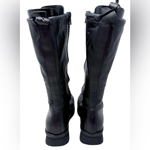 Vintage Y2K Nine West Black Leather Square Toe Platform Boots Women's Size 8 - Picture 4 of 9